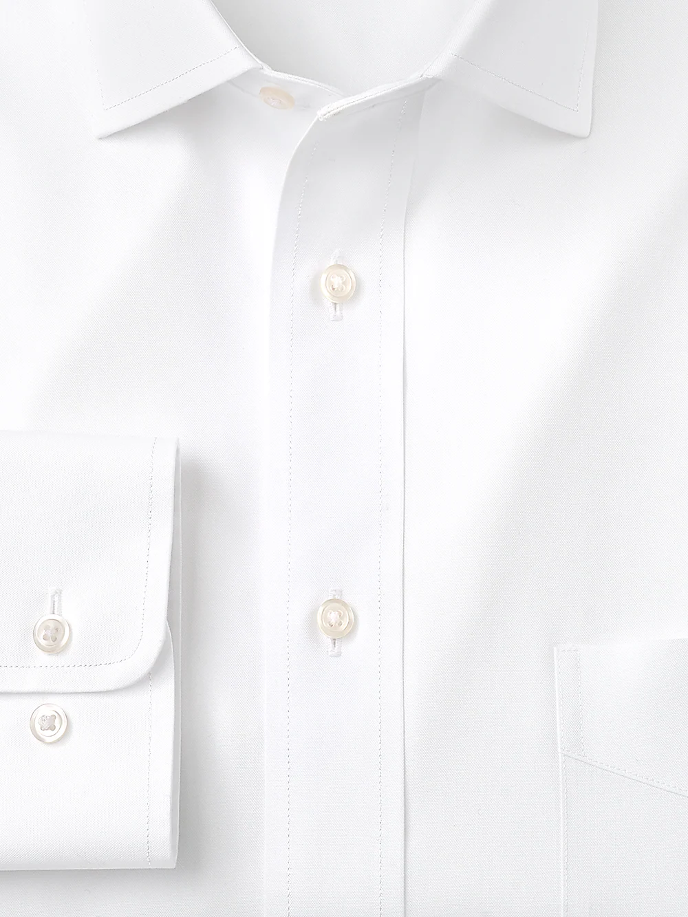 Impeccable Non-Iron Cotton Pinpoint Solid Color Spread Collar Dress Shirt - White - Image 2