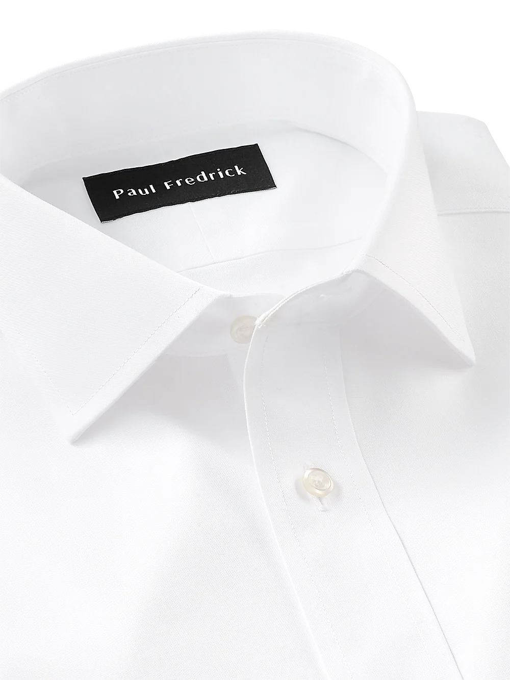 Impeccable Non-Iron Cotton Pinpoint Solid Color Spread Collar Dress Shirt - White - Image 3