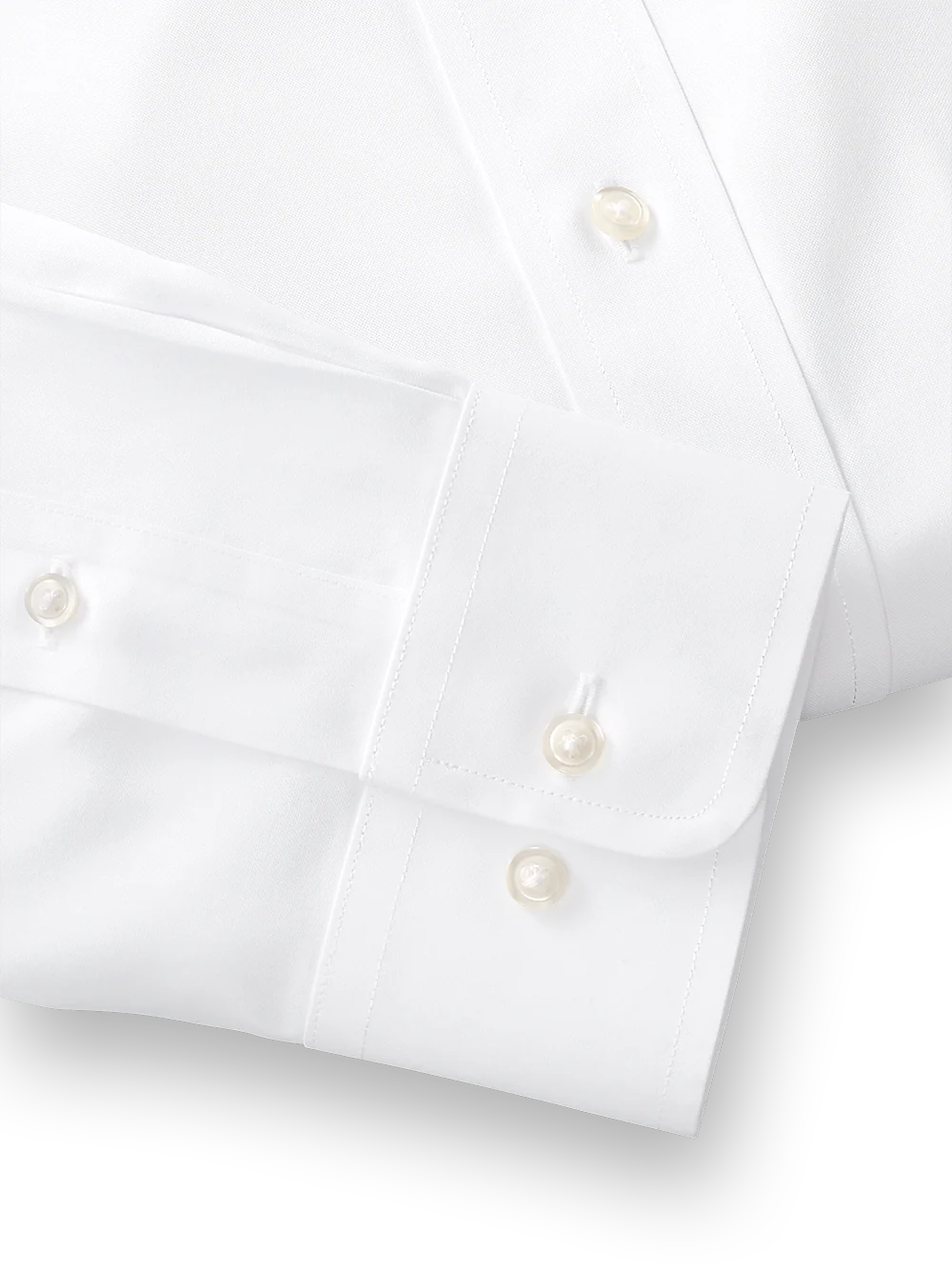 Impeccable Non-Iron Cotton Pinpoint Solid Color Spread Collar Dress Shirt - White - Image 4