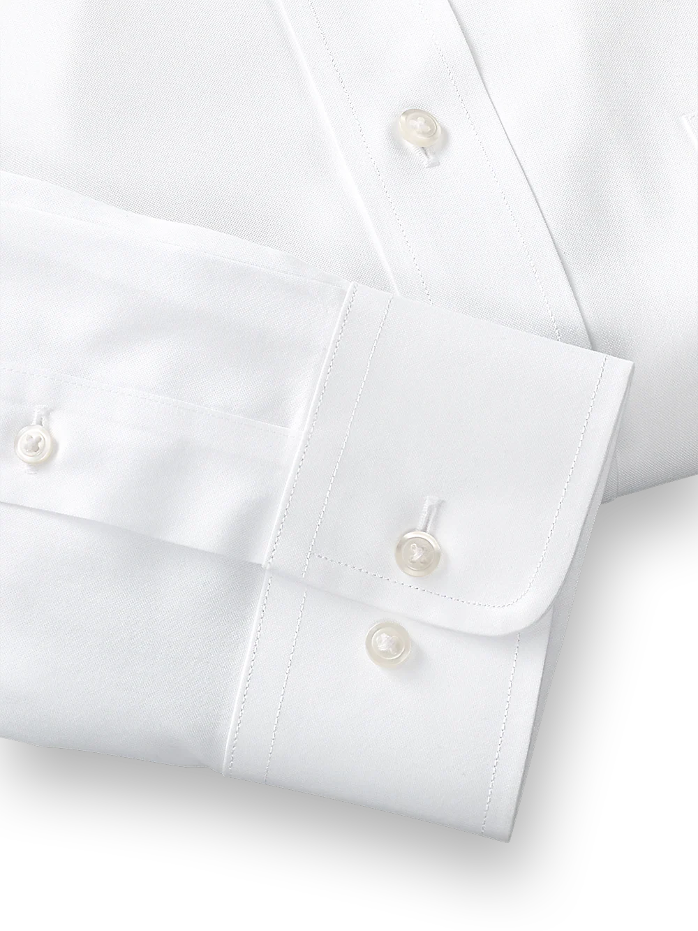 Impeccable Non-Iron Cotton Pinpoint Solid Color Straight Collar Dress Shirt - White - Image 4