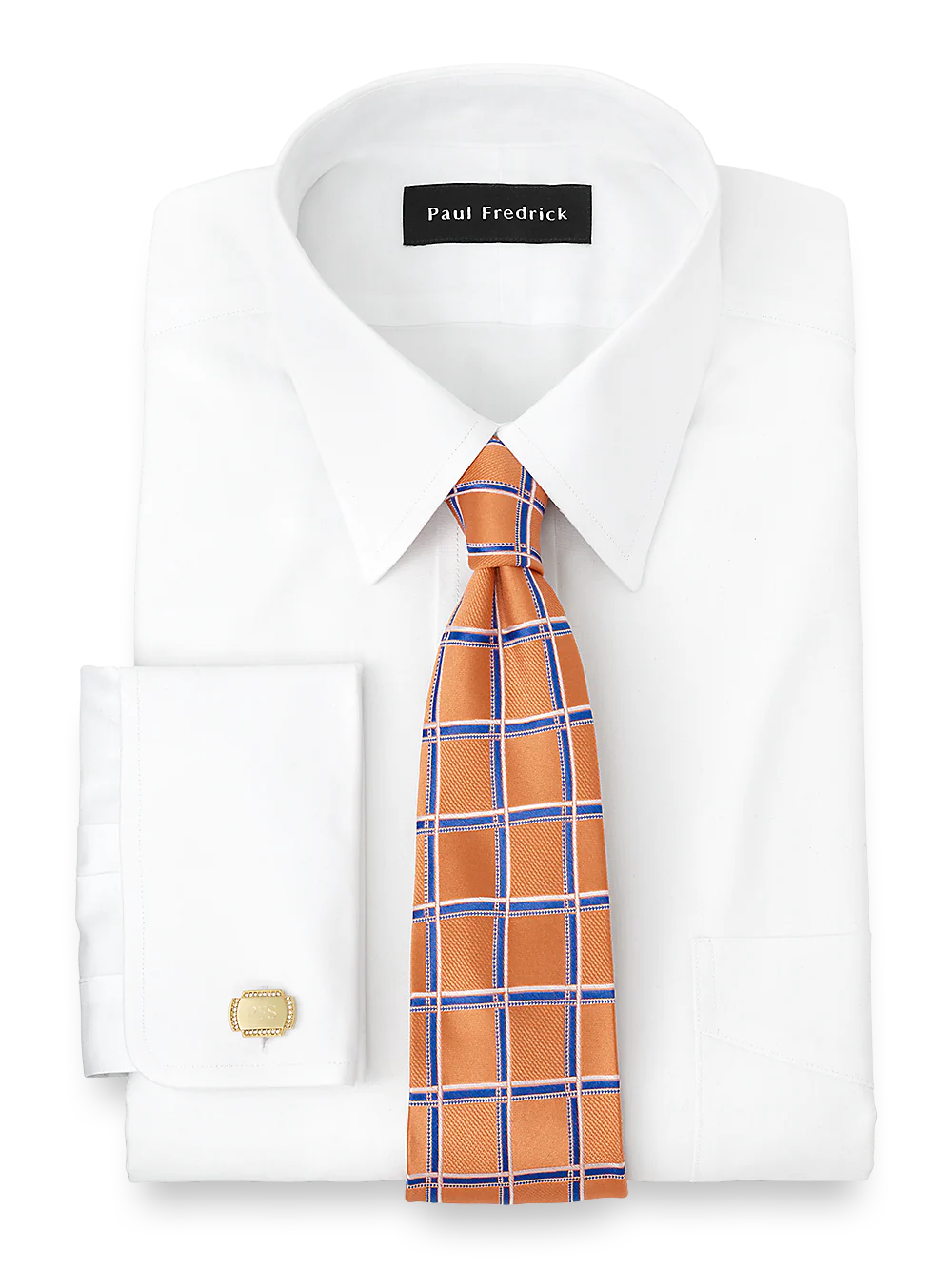 Impeccable Non-Iron Cotton Pinpoint Straight Collar French Cuff Dress Shirt - White - Image 2