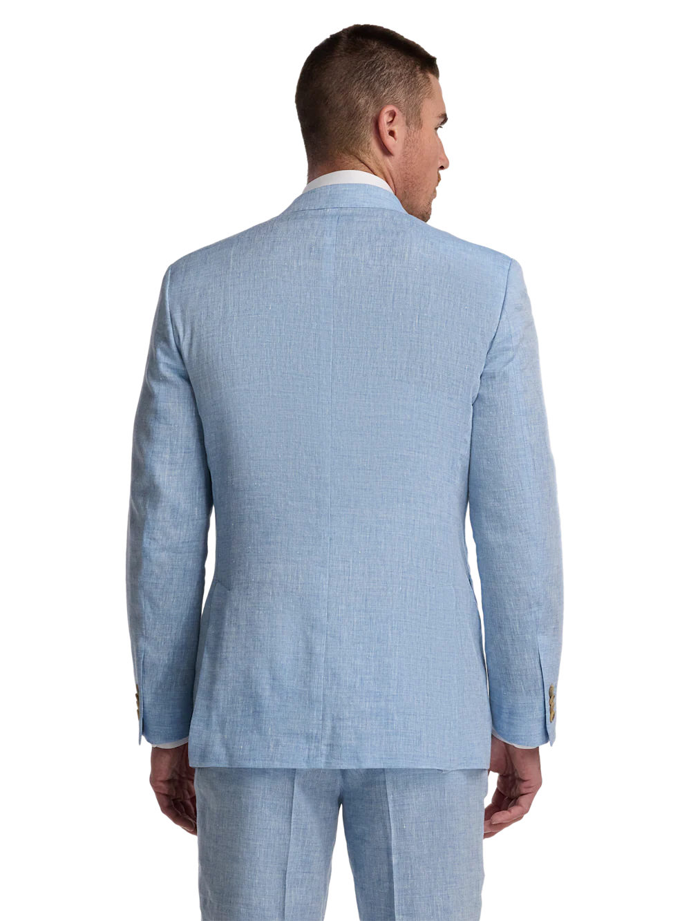 Italian Linen Blend Single Breasted Notch Lapel Suit - Light Blue - Image 7