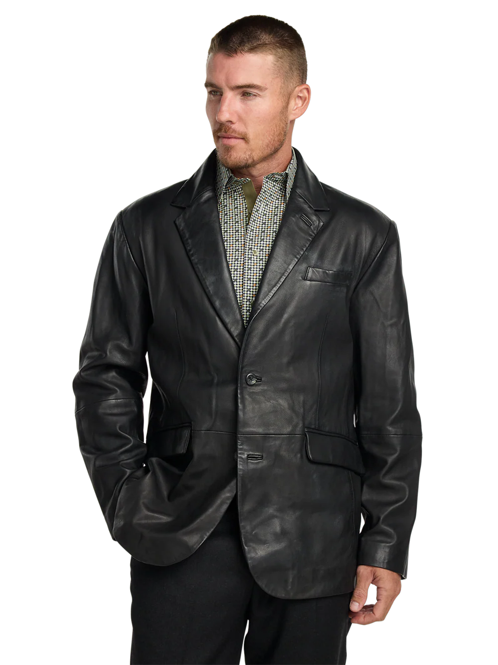 Leather Blazer - Black - Image 2