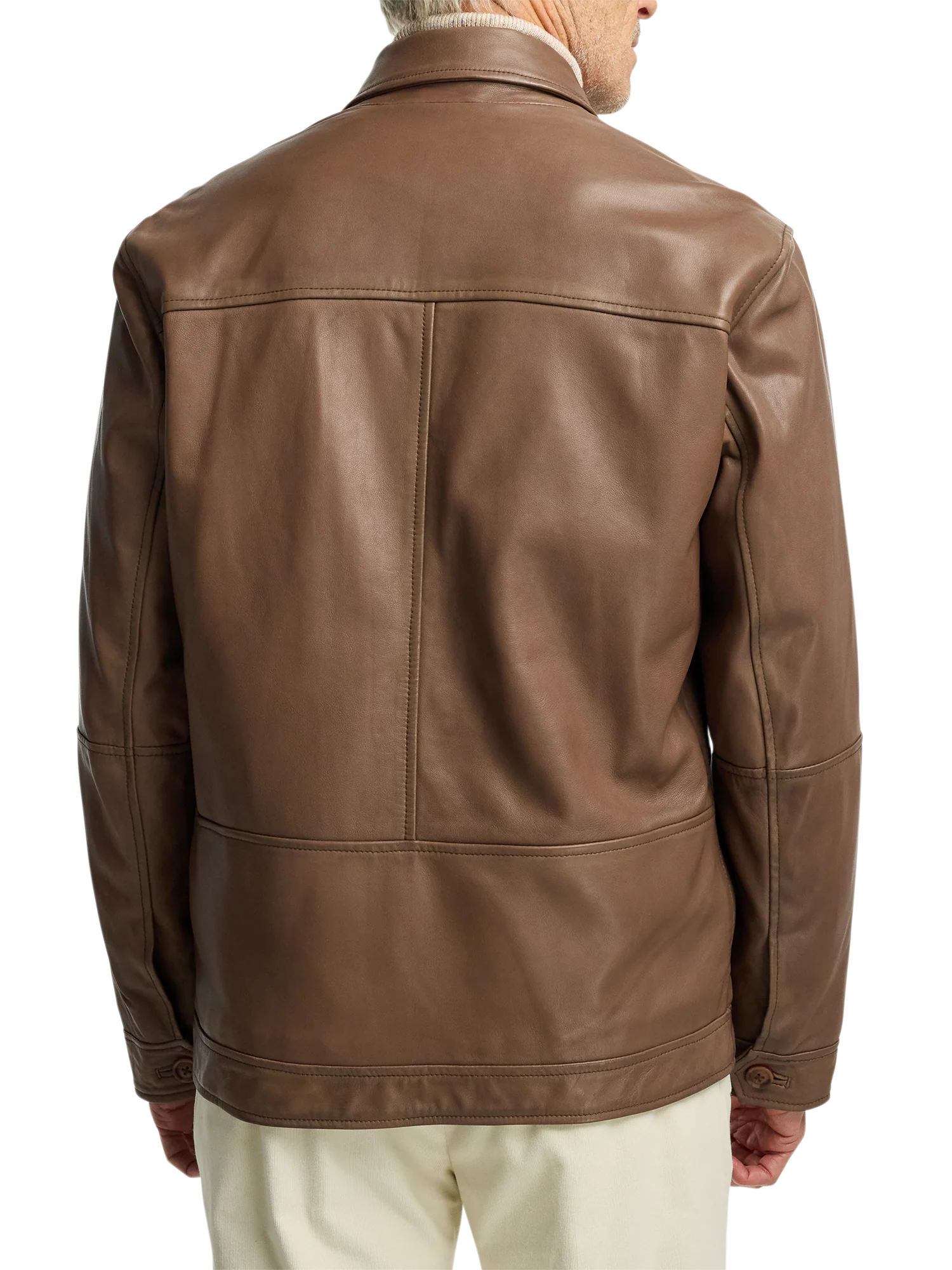 Leather Bomber Jacket - Brown - Image 8