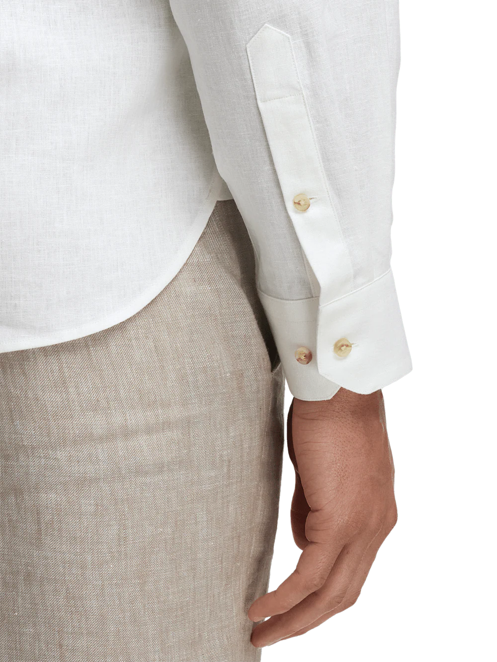 Linen Blend Botanical Print Casual Shirt - White - Image 4