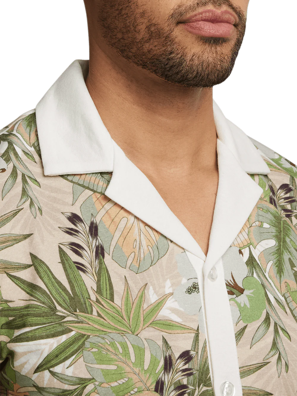 Linen Blend Button Front Camp Collar - Multi - Image 3