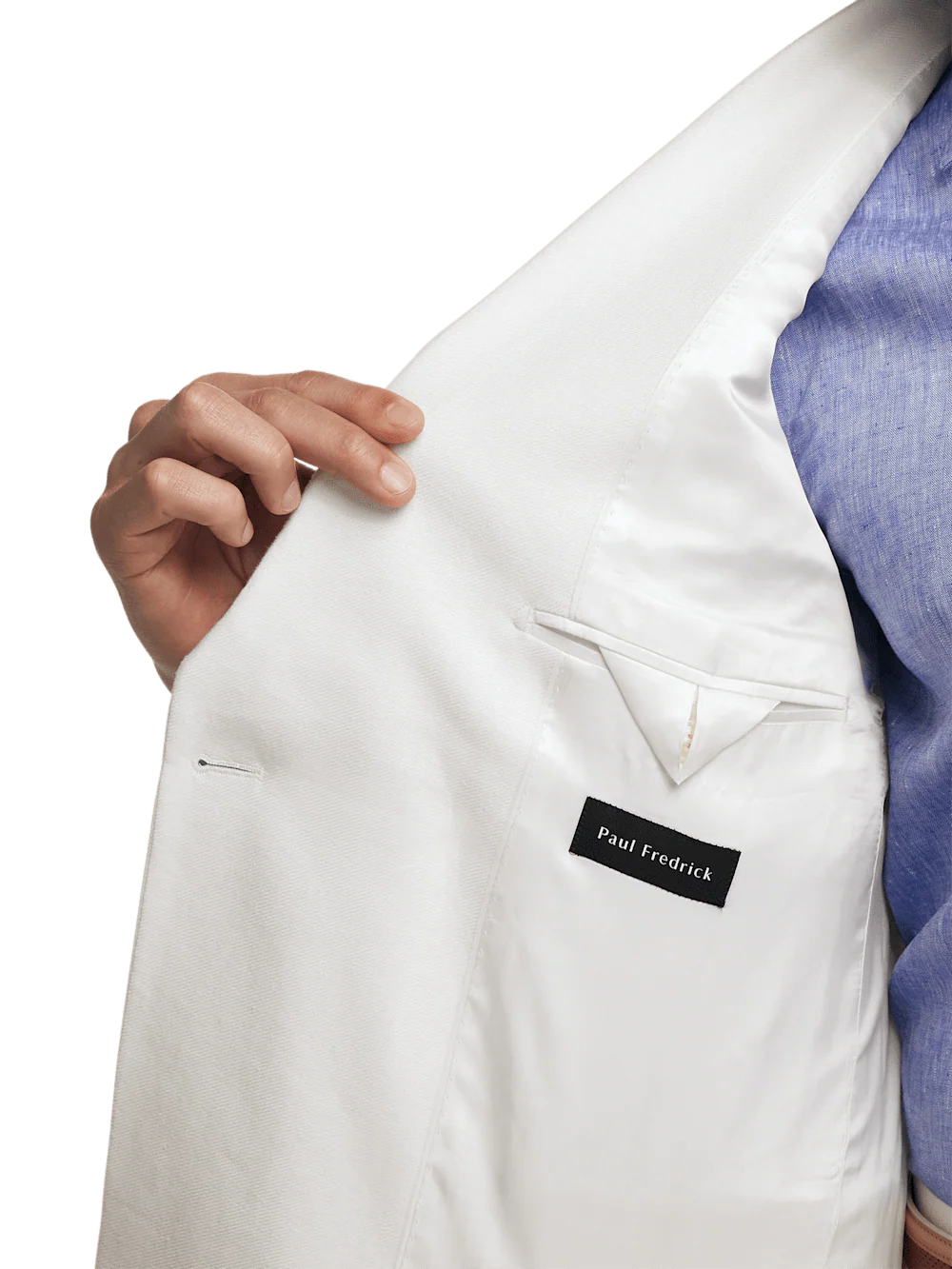 Linen Blend Double Breasted Peak Lapel Suit Jacket - White - Image 4