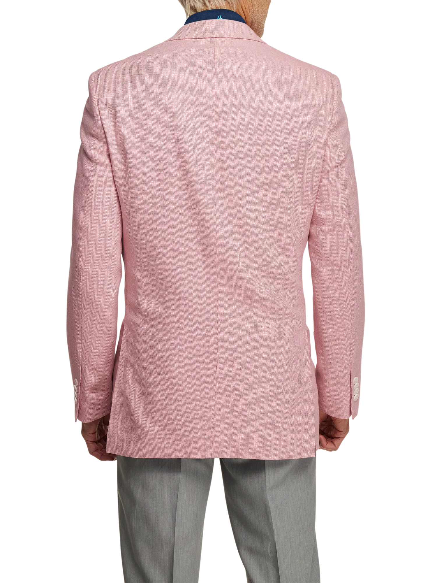 Linen Blend Herringbone Notch Lapel Sport Coat - Watermelon - Image 7