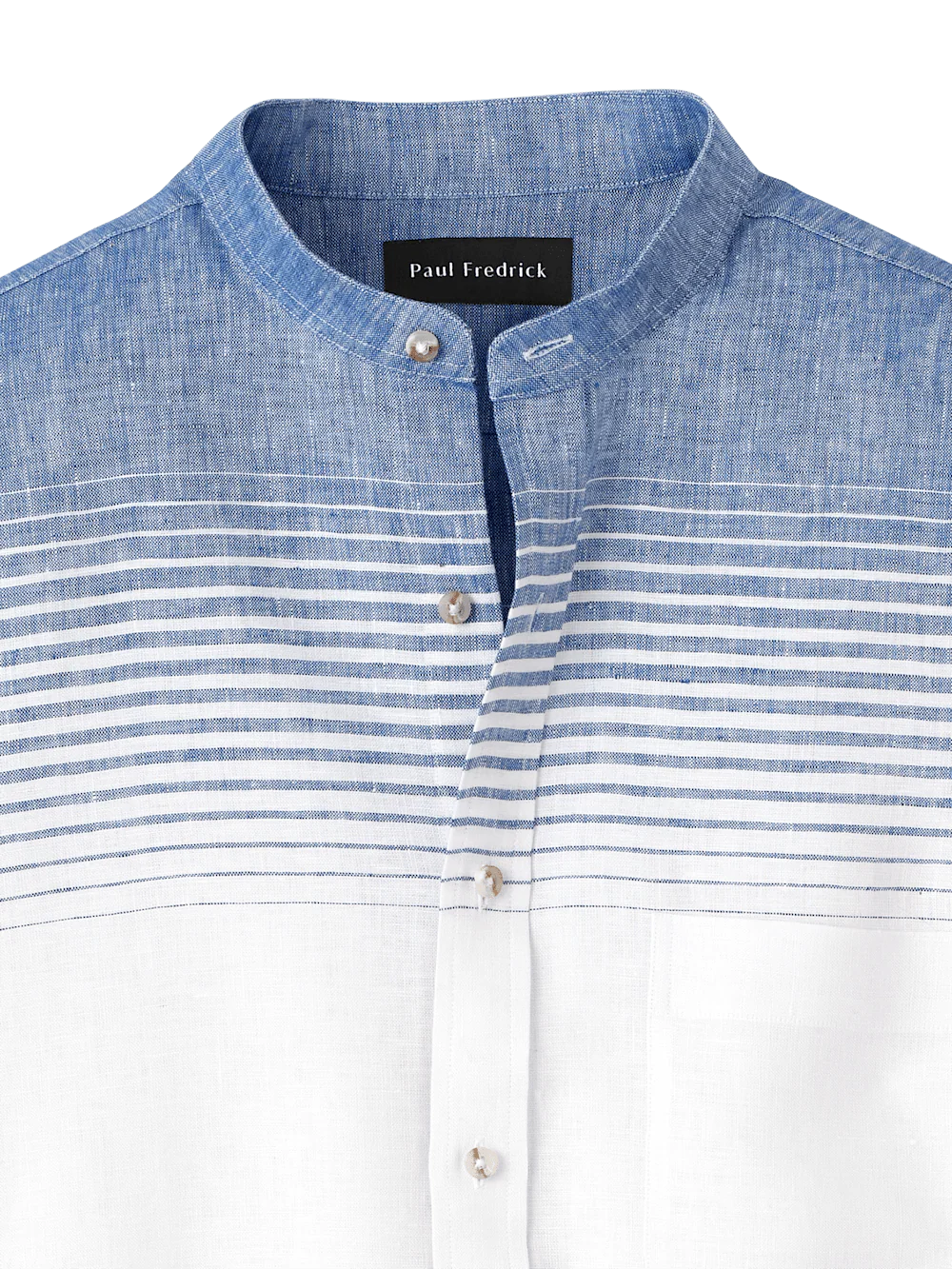 Linen Blend Horizontal Stripe Casual Shirt - Orange/blue - Image 6