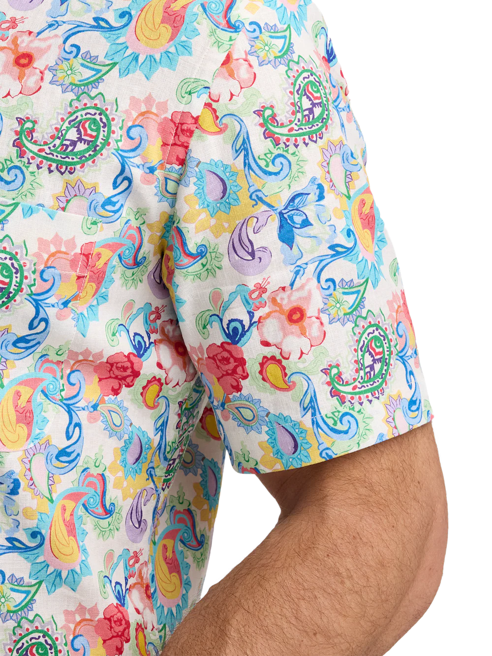 Linen Blend Paisley Casual Shirt - White Multi - Image 4