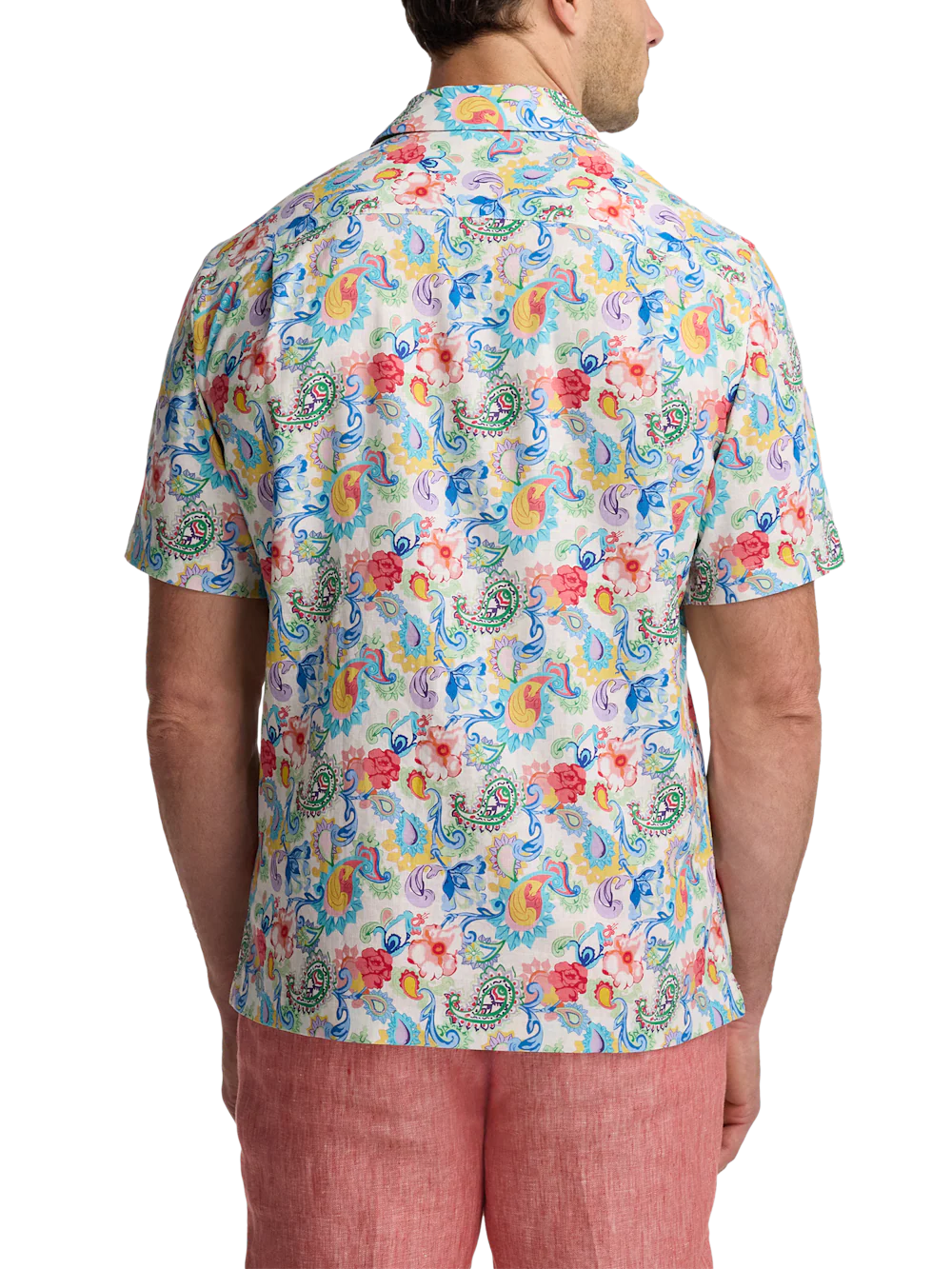 Linen Blend Paisley Casual Shirt - White Multi - Image 5