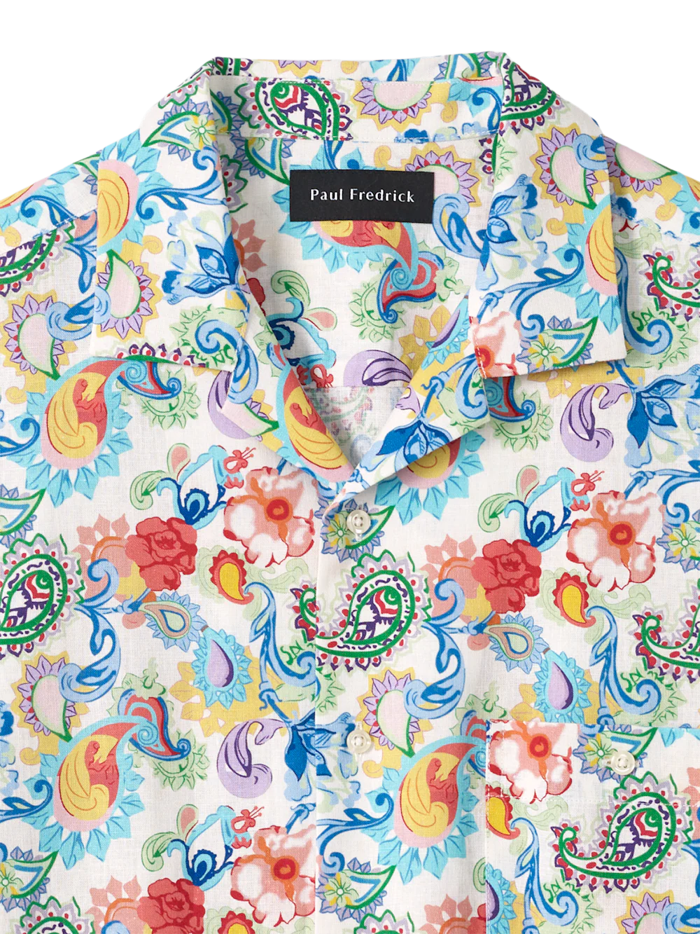 Linen Blend Paisley Casual Shirt - White Multi - Image 6