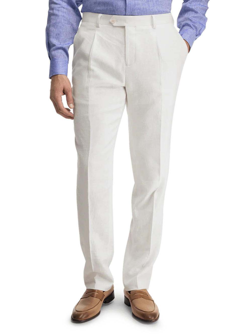 Linen Blend Peak Lapel Suit - White - Image 8