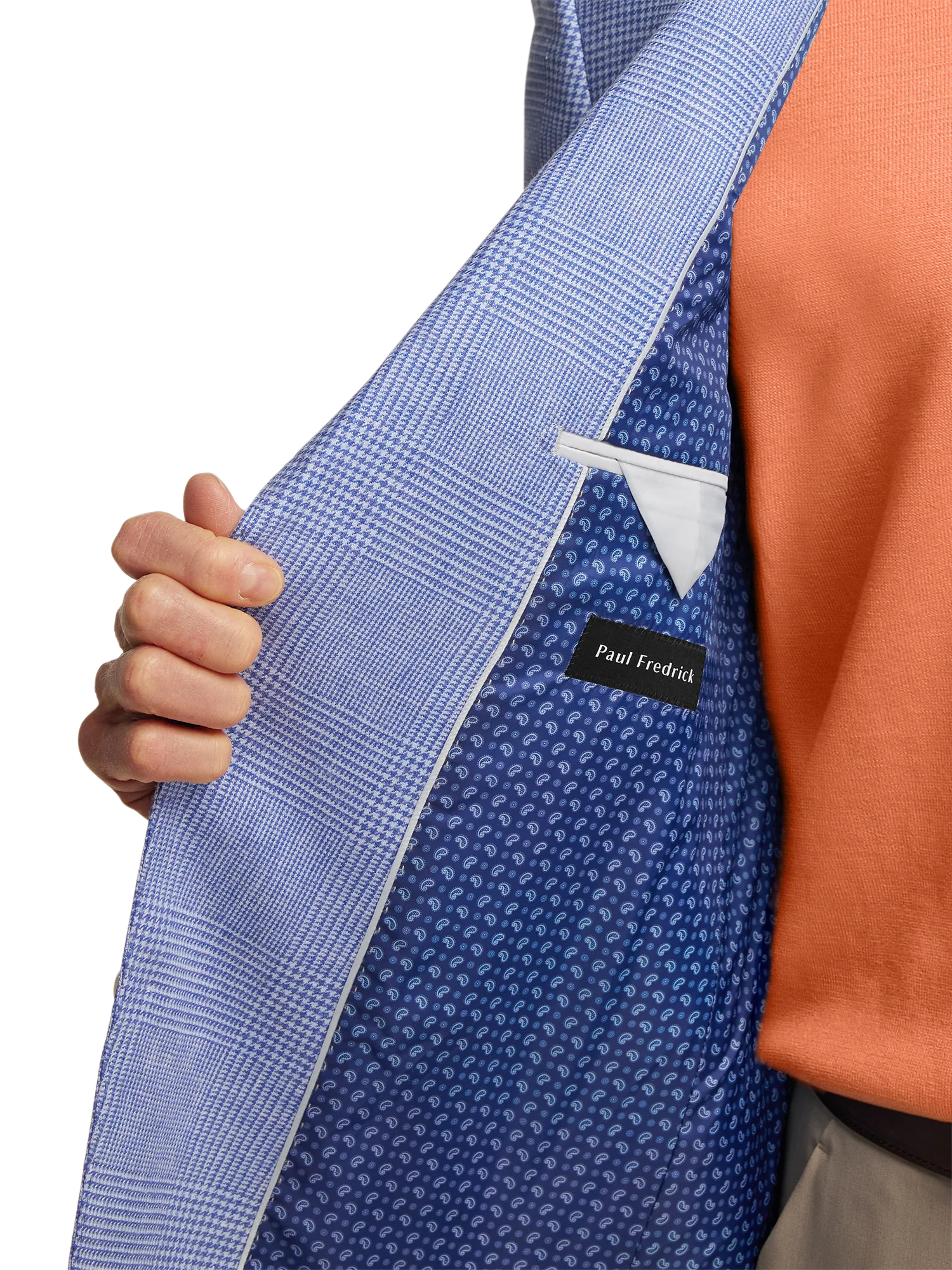 Linen Blend Single Breasted Notch Lapel Sport Coat - Blue - Image 4