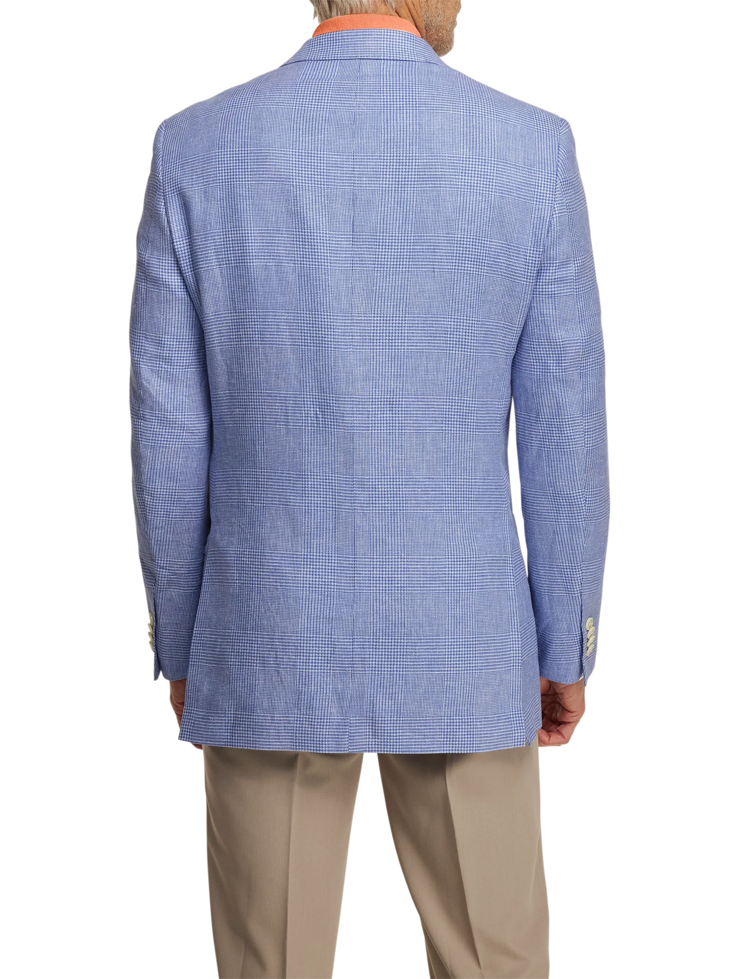 Linen Blend Single Breasted Notch Lapel Sport Coat - Blue - Image 7