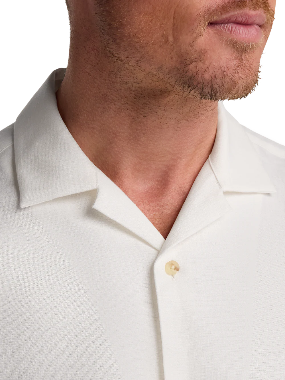 Linen Blend Solid Casual Shirt - White - Image 3