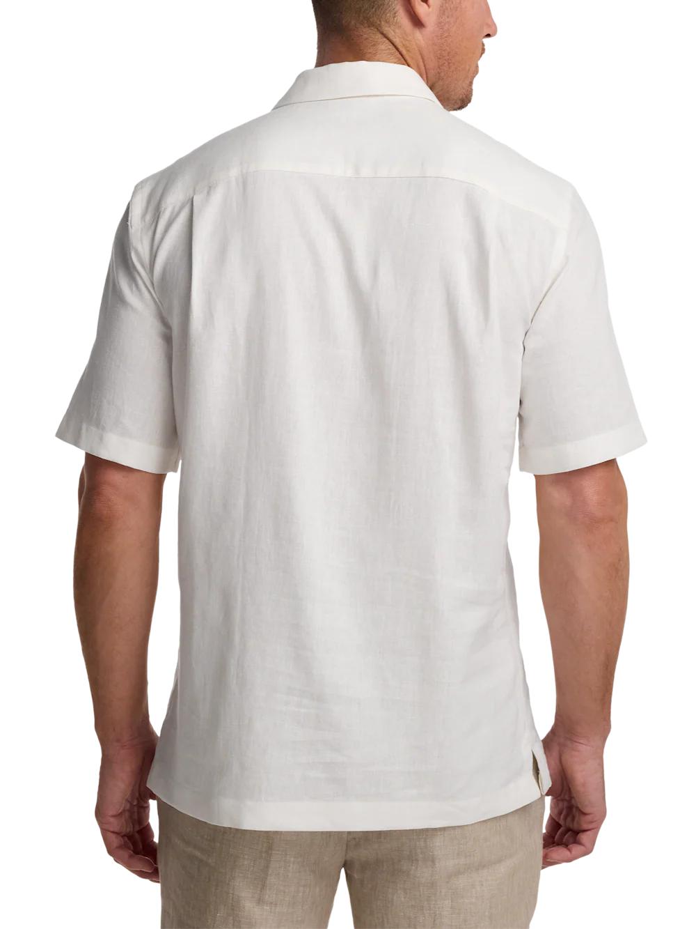 Linen Blend Solid Casual Shirt - White - Image 5