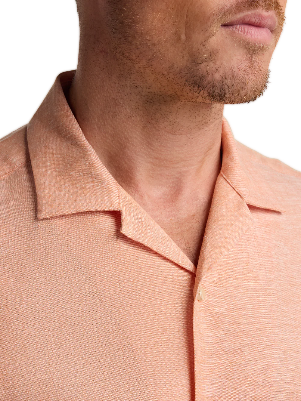 Linen Blend Solid Casual Shirt - Light Coral - Image 3
