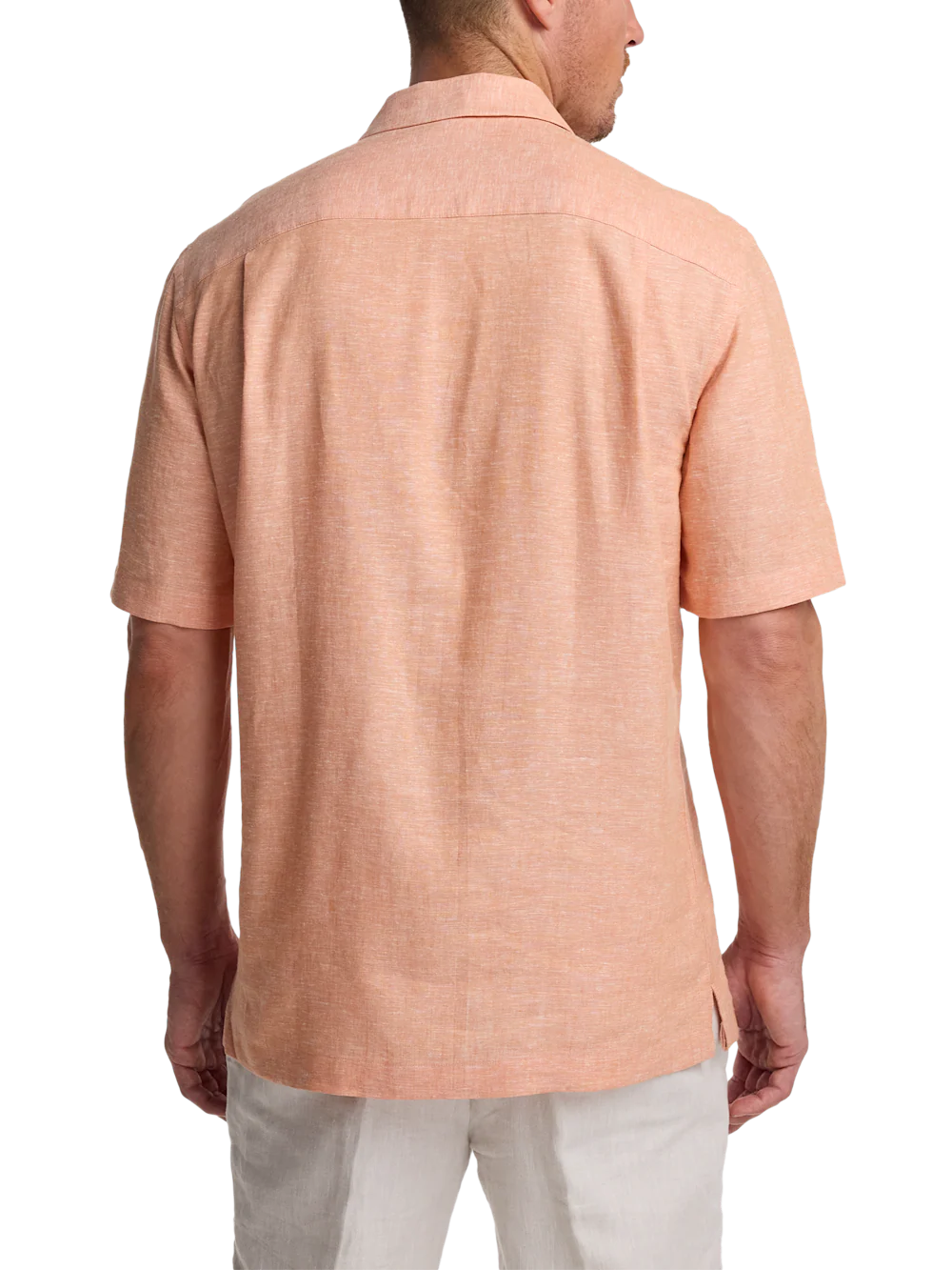 Linen Blend Solid Casual Shirt - Light Coral - Image 5