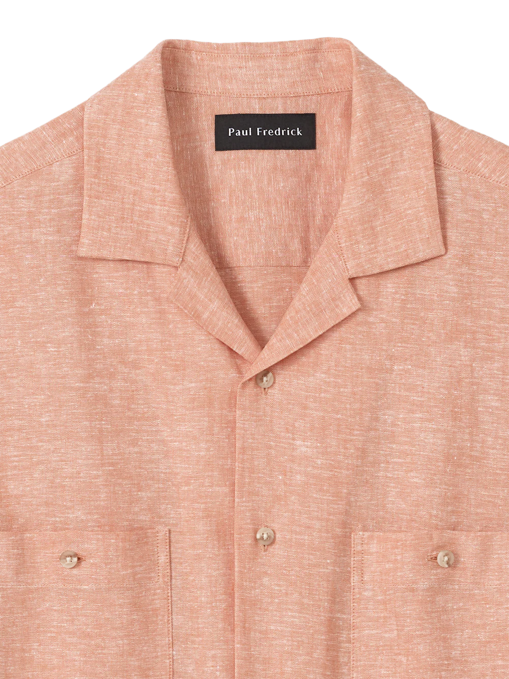Linen Blend Solid Casual Shirt - Light Coral - Image 6