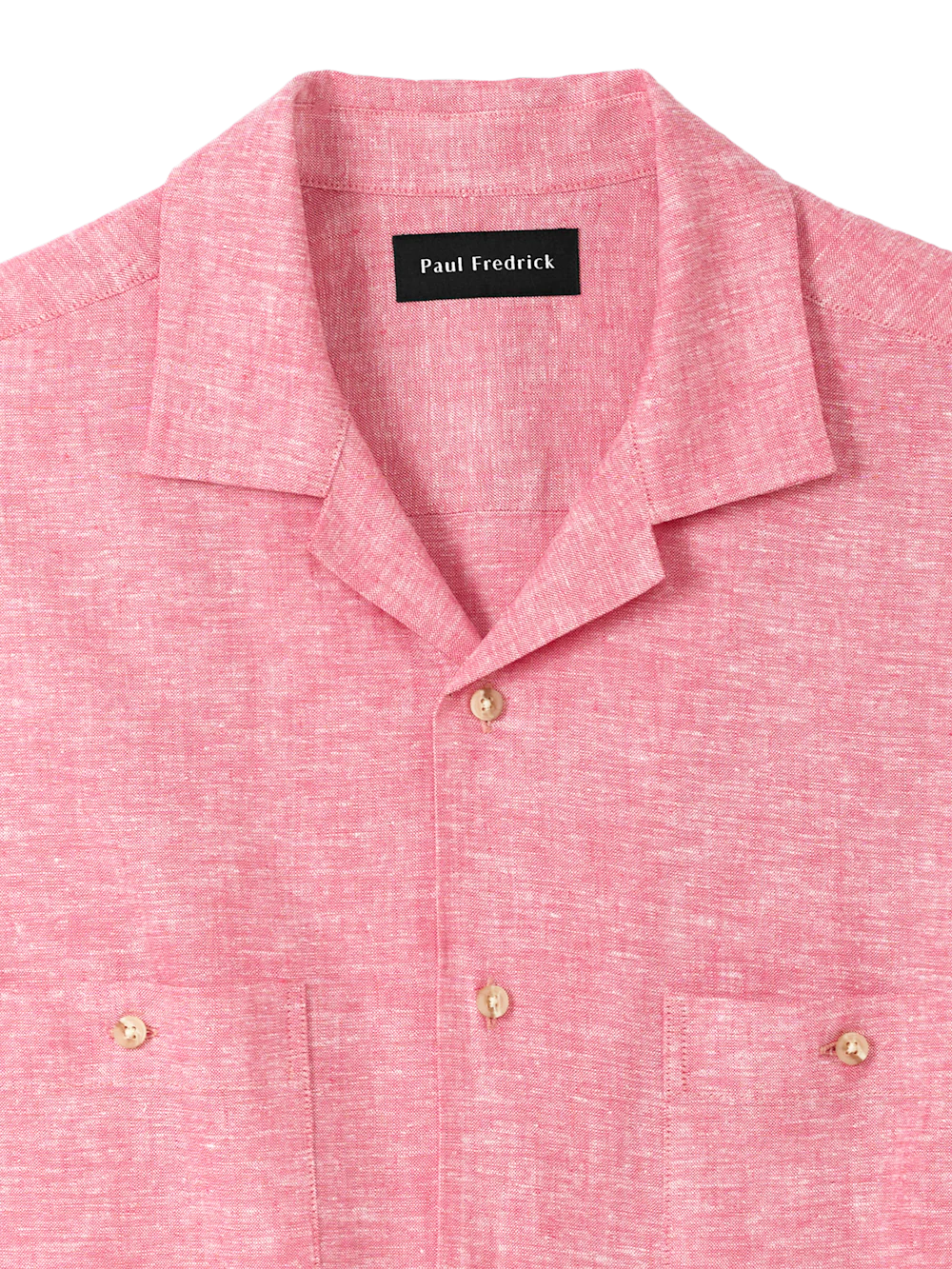 Linen Blend Solid Casual Shirt - Light Red - Image 6