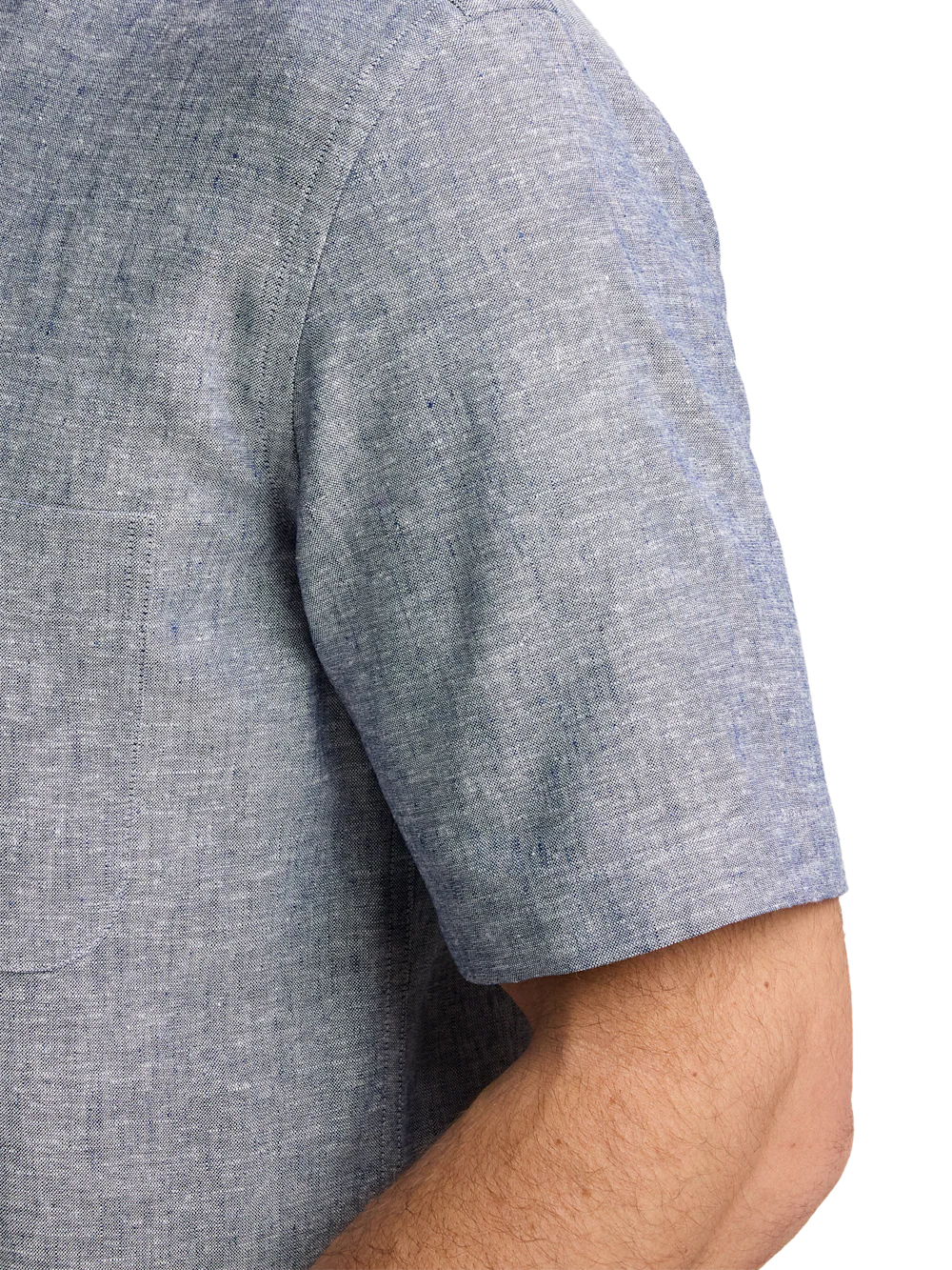 Linen Blend Solid Casual Shirt - Blue - Image 4