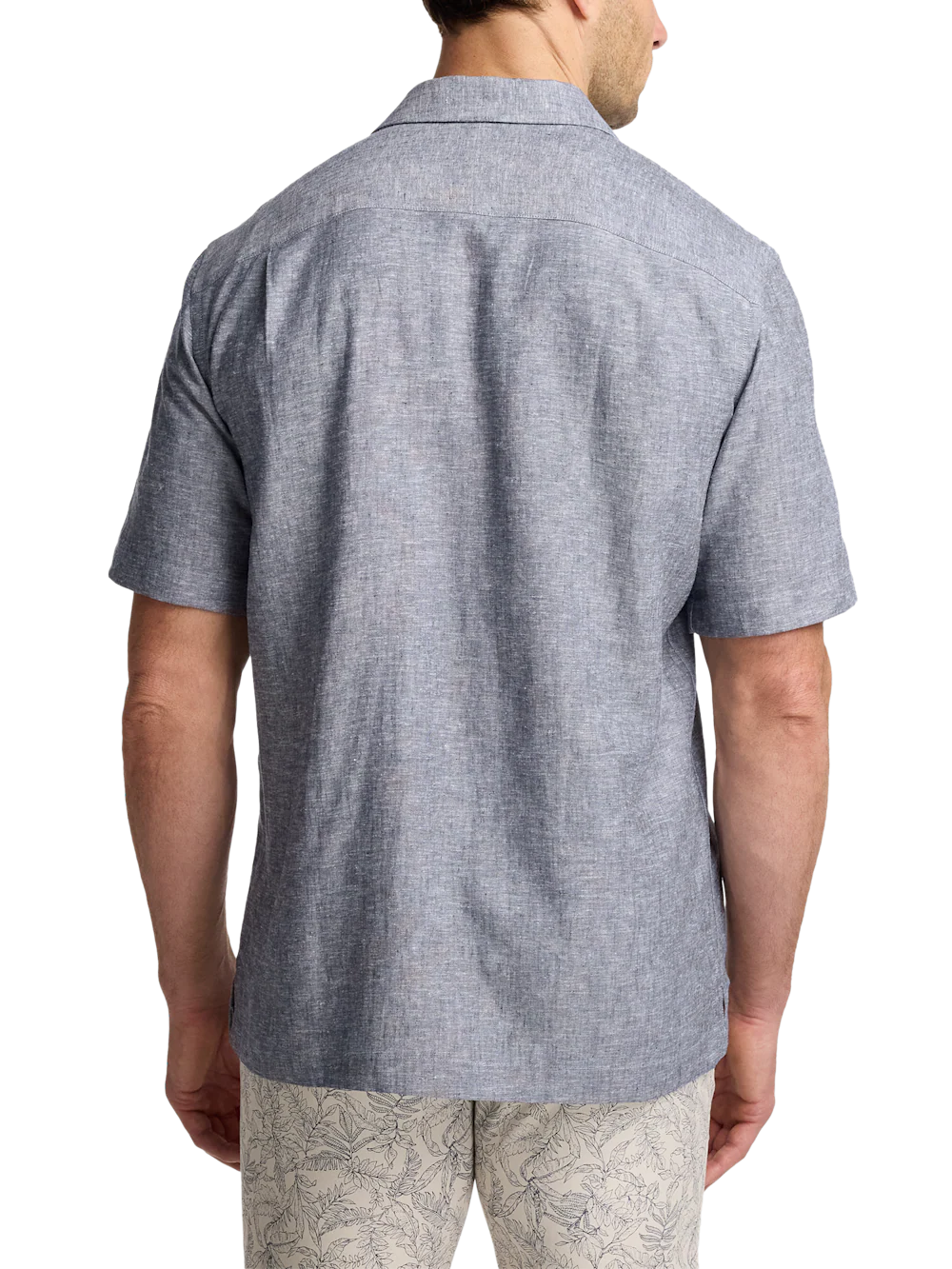 Linen Blend Solid Casual Shirt - Blue - Image 5