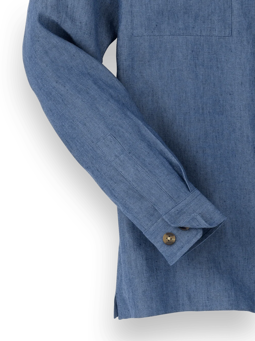 Linen Blend Solid Overshirt - Blue - Image 7