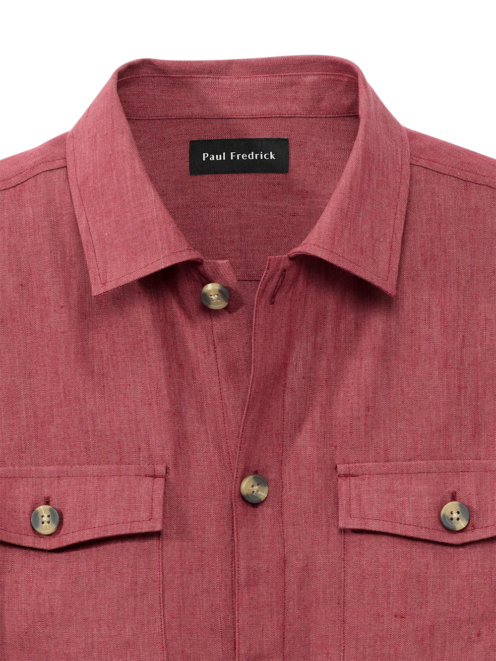 Linen Blend Solid Overshirt - Burgundy - Image 6