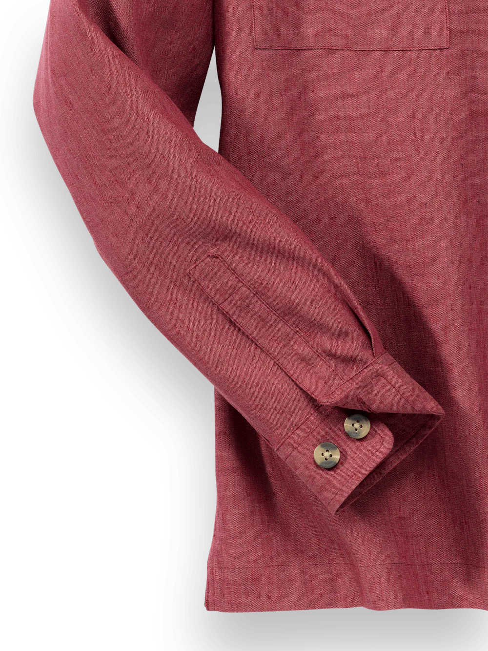 Linen Blend Solid Overshirt - Burgundy - Image 7