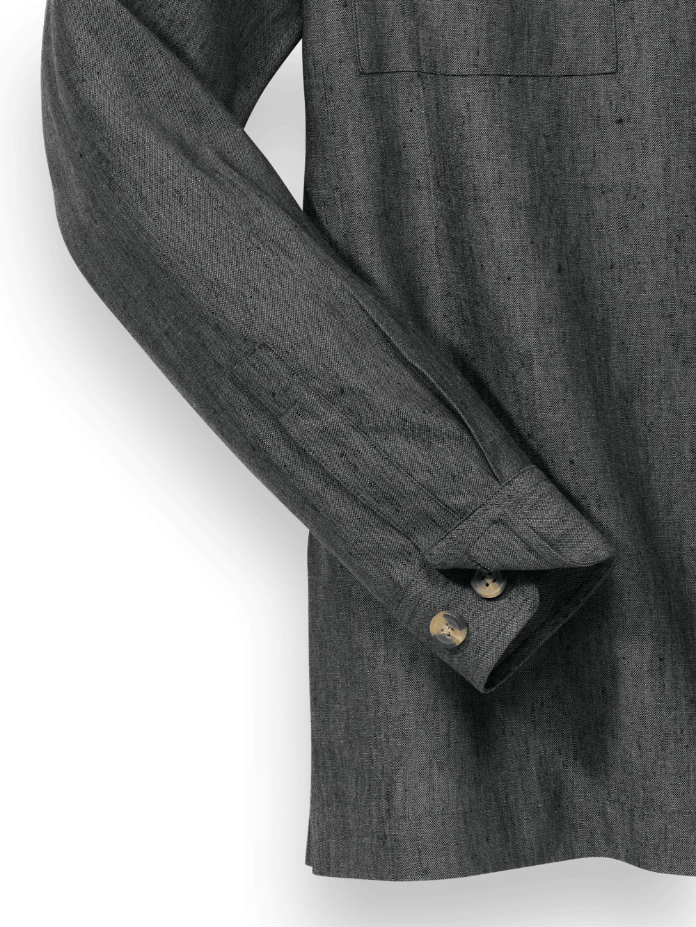 Linen Blend Solid Overshirt - Charcoal - Image 7