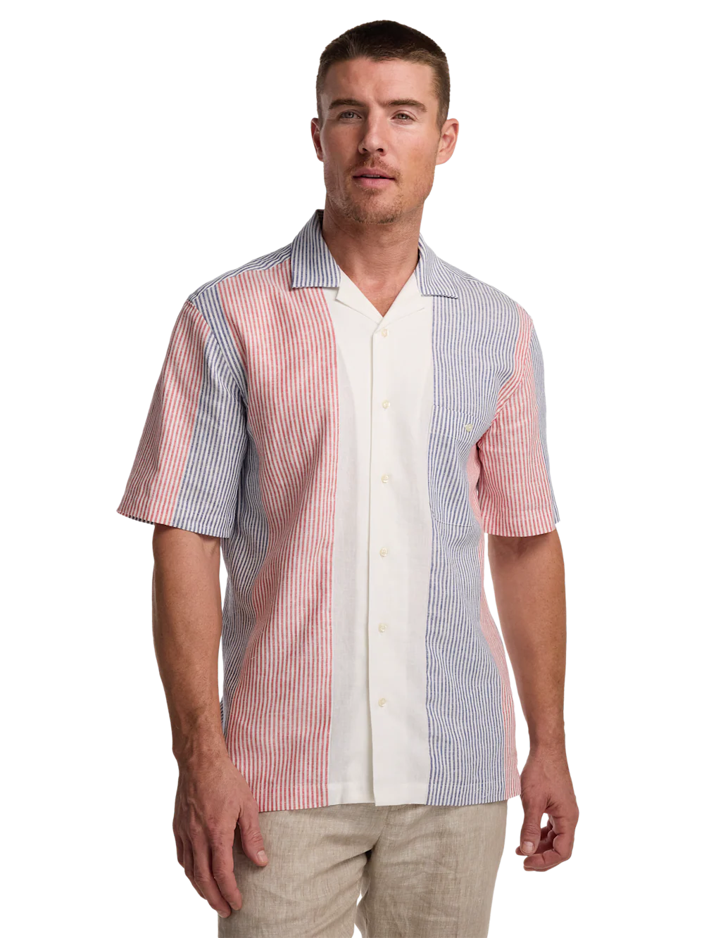 Linen Blend Stripe Casual Shirt - Multi - Image 2