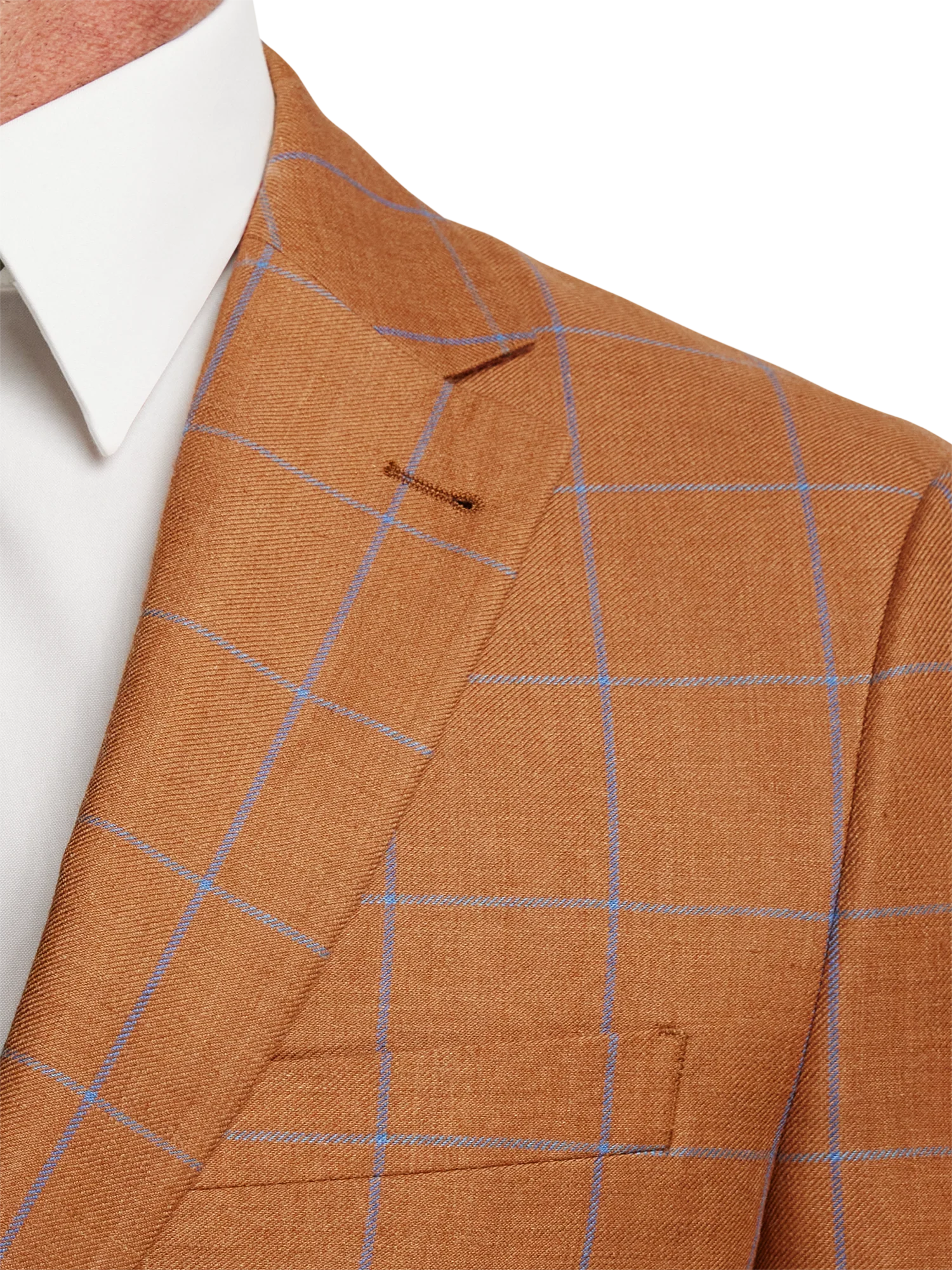 Linen Blend Windowpane Single Breasted Notch Lapel Sport Coat - Rust - Image 6