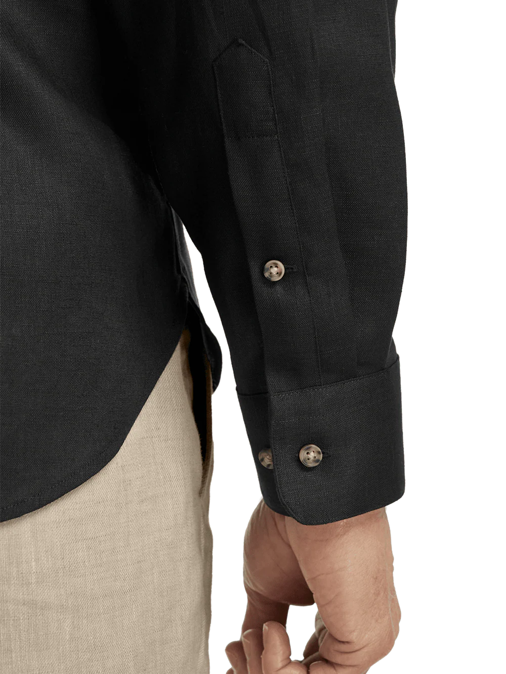 Linen Solid Casual Shirt - Black - Image 4