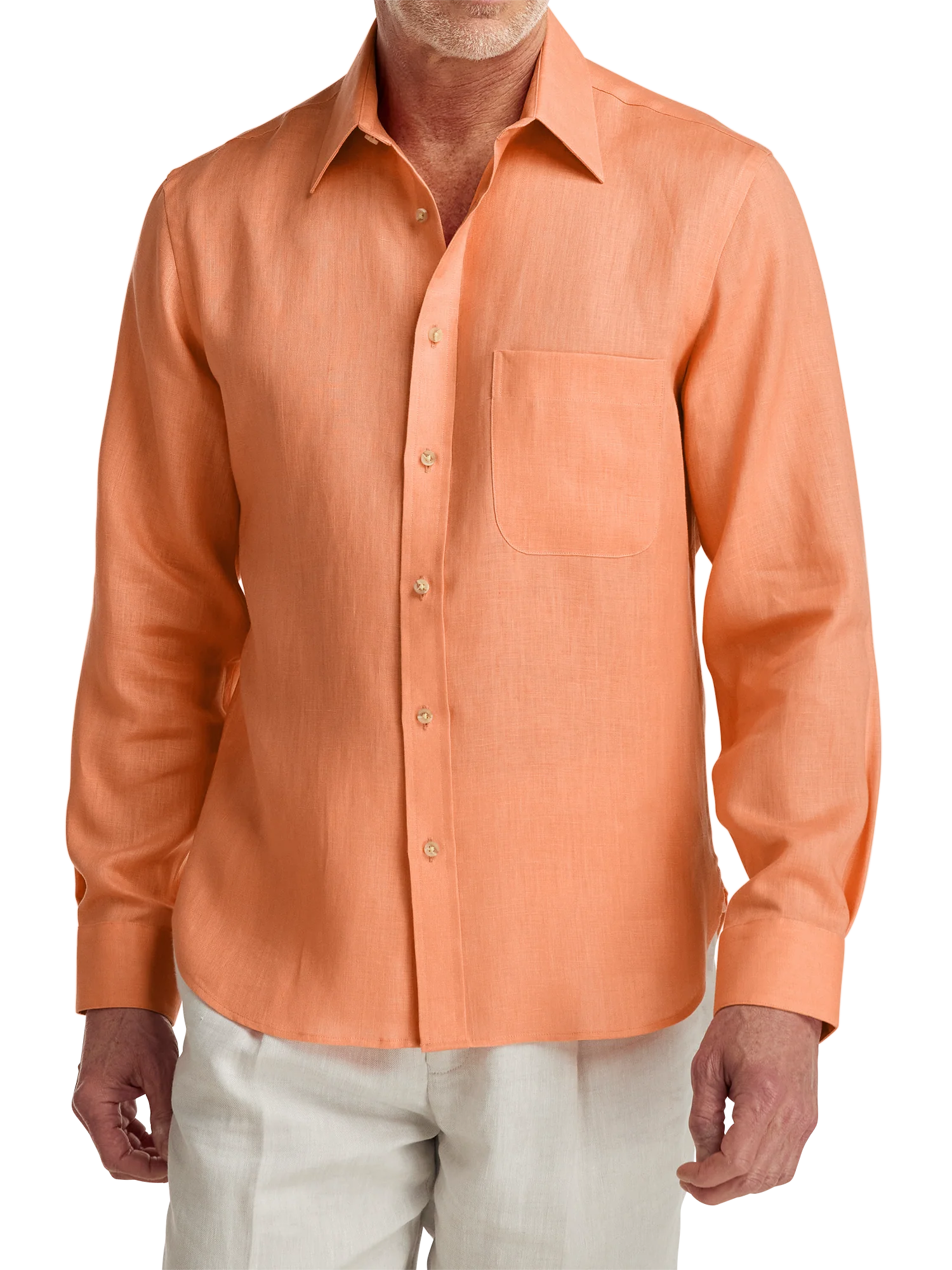 Linen Solid Casual Shirt - Coral - Image 2