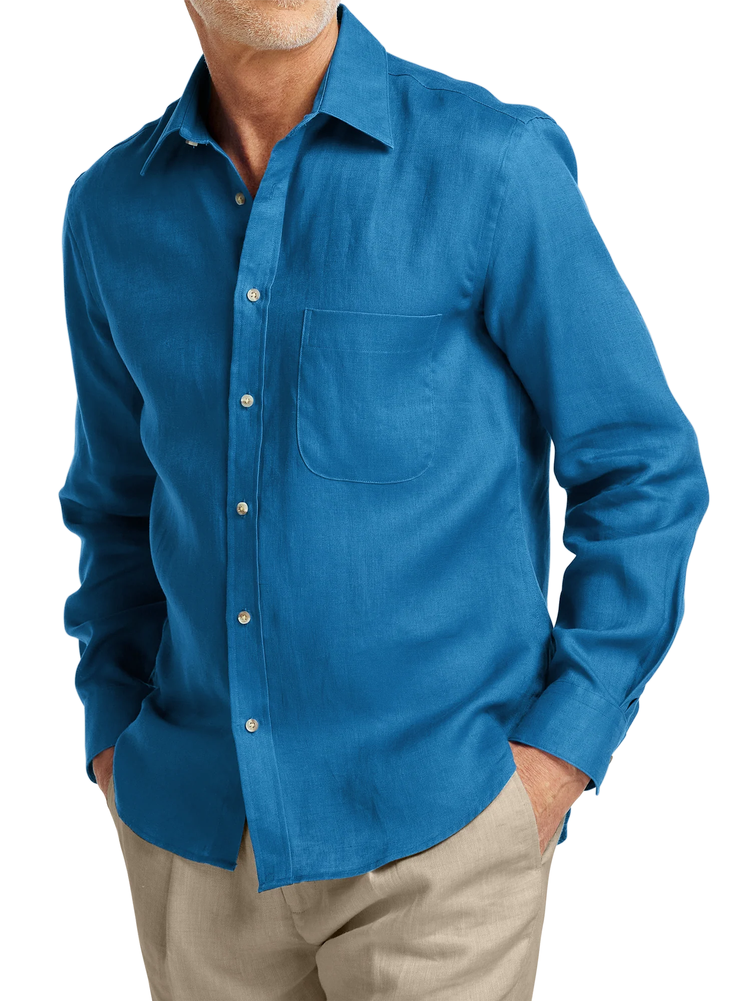 Linen Solid Casual Shirt - Dark Blue - Image 2