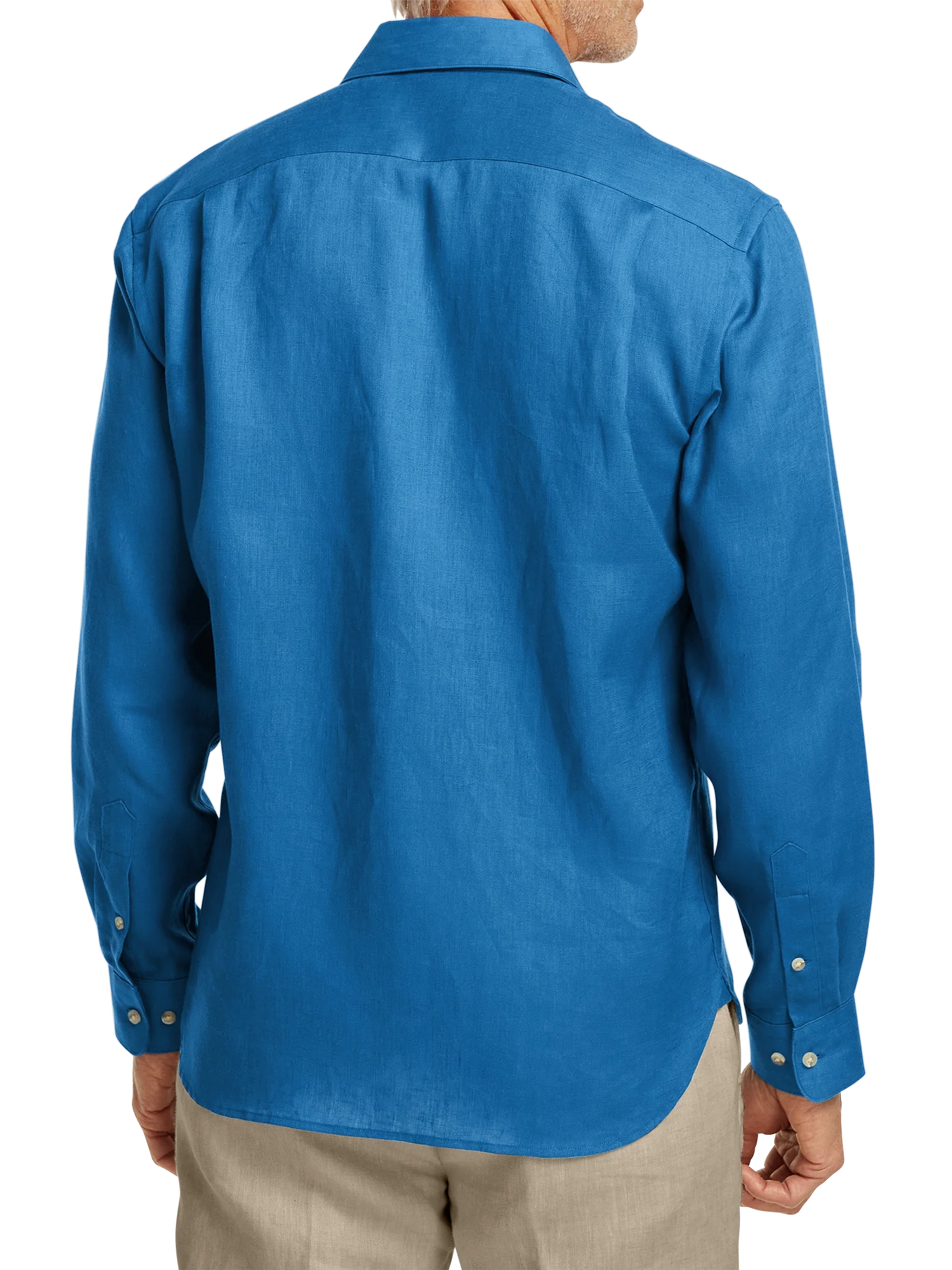 Linen Solid Casual Shirt - Dark Blue - Image 5