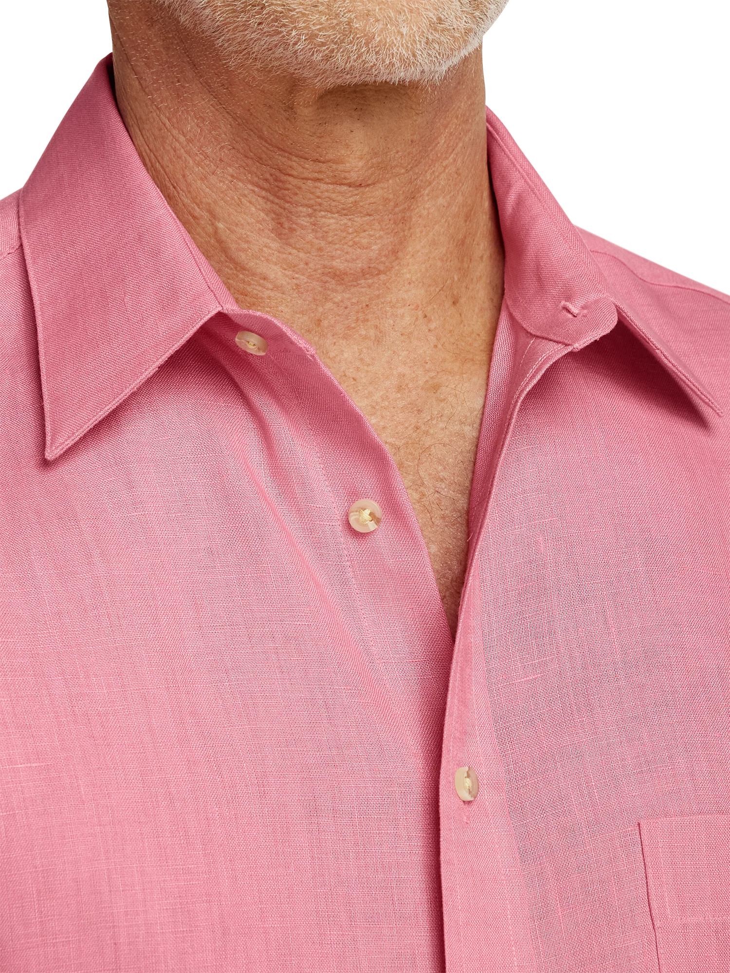 Linen Solid Casual Shirt - Pink - Image 3
