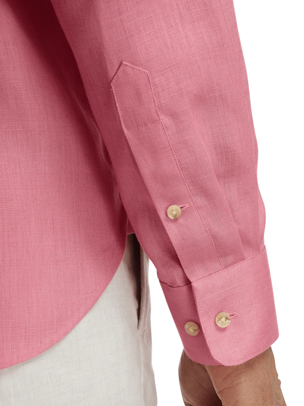 Linen Solid Casual Shirt - Pink - Image 4