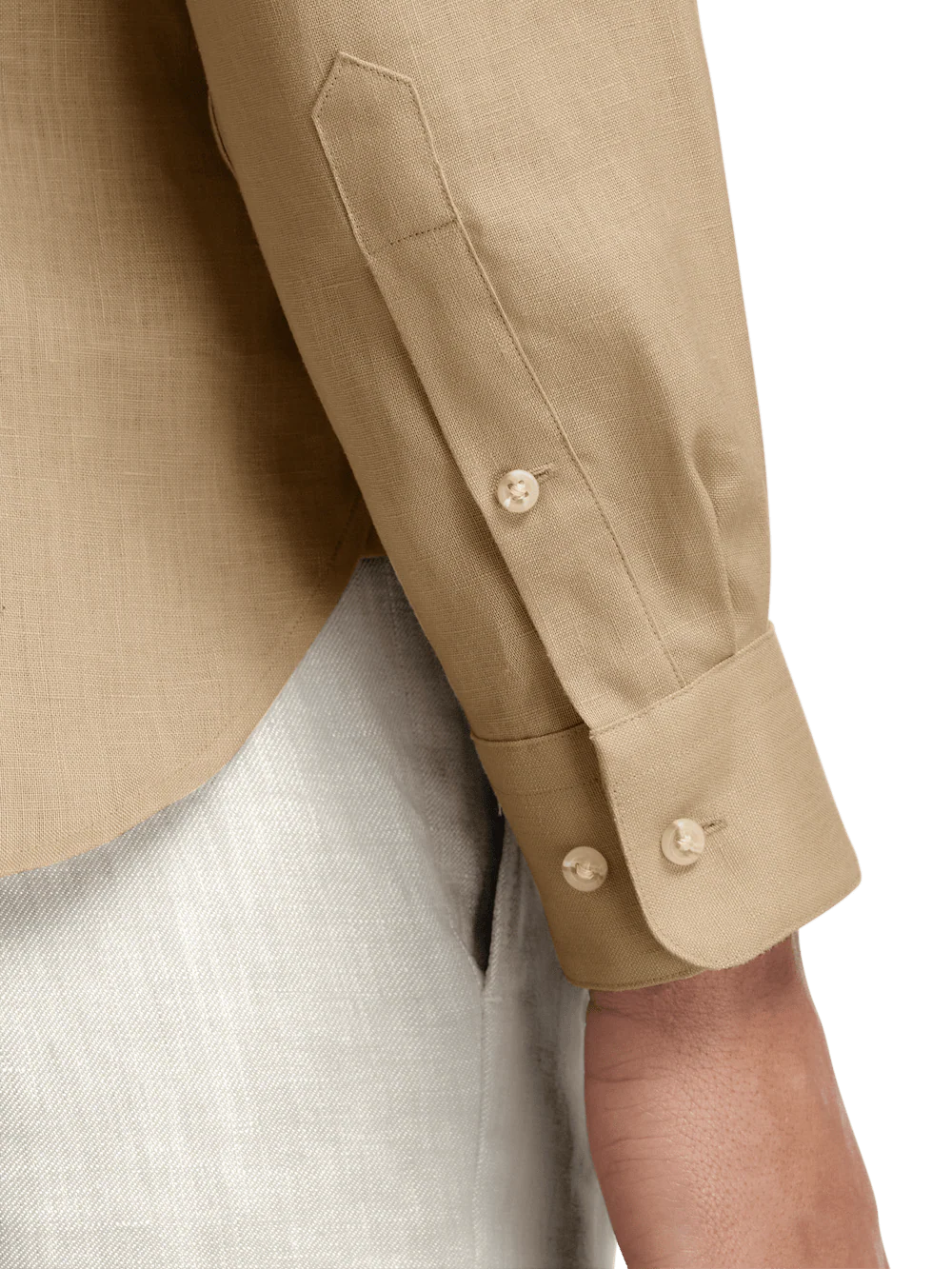 Linen Solid Casual Shirt - Tan - Image 4