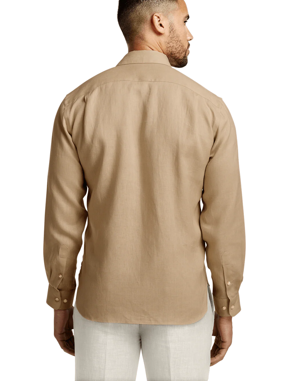 Linen Solid Casual Shirt - Tan - Image 5