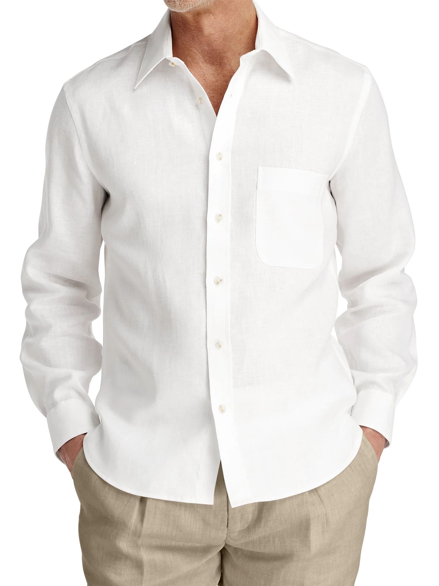 Linen Solid Casual Shirt - White - Image 2