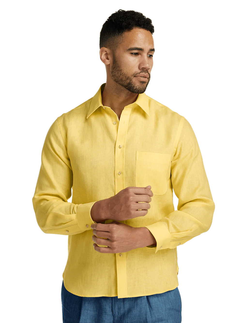 Linen Solid Casual Shirt - Yellow - Image 2