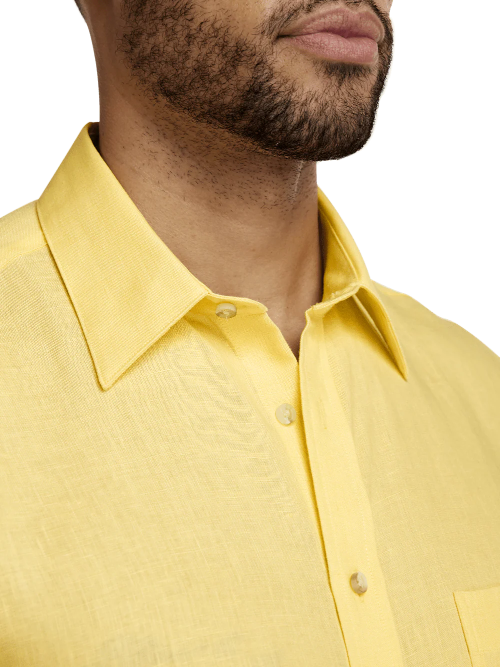 Linen Solid Casual Shirt - Yellow - Image 3
