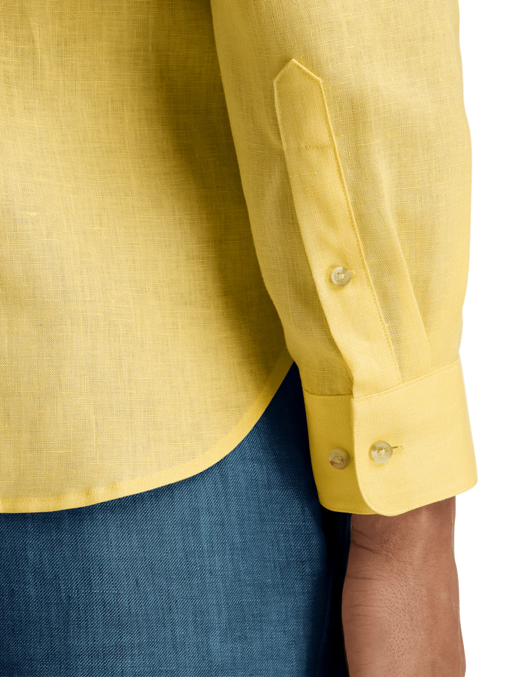 Linen Solid Casual Shirt - Yellow - Image 4