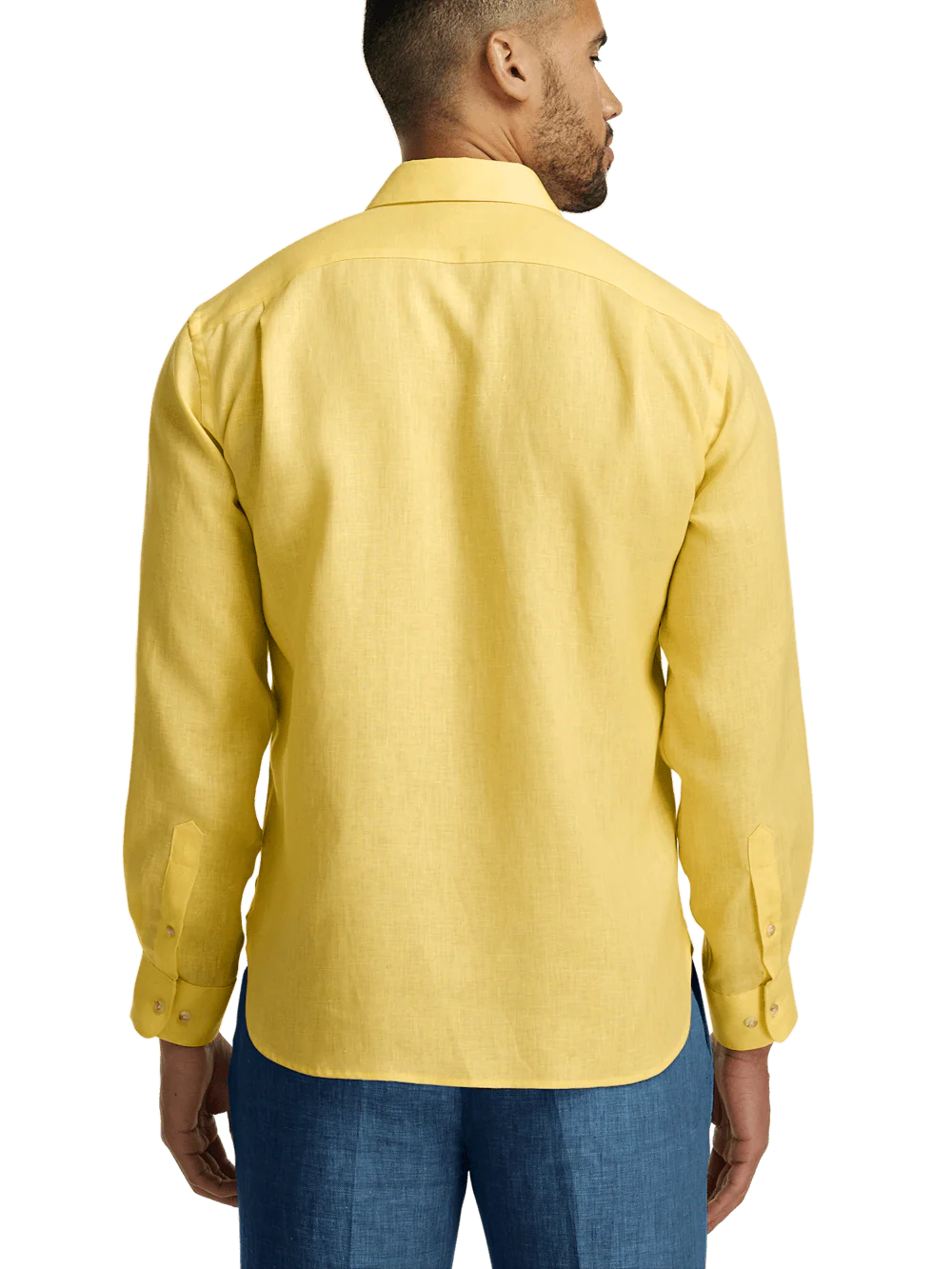 Linen Solid Casual Shirt - Yellow - Image 5