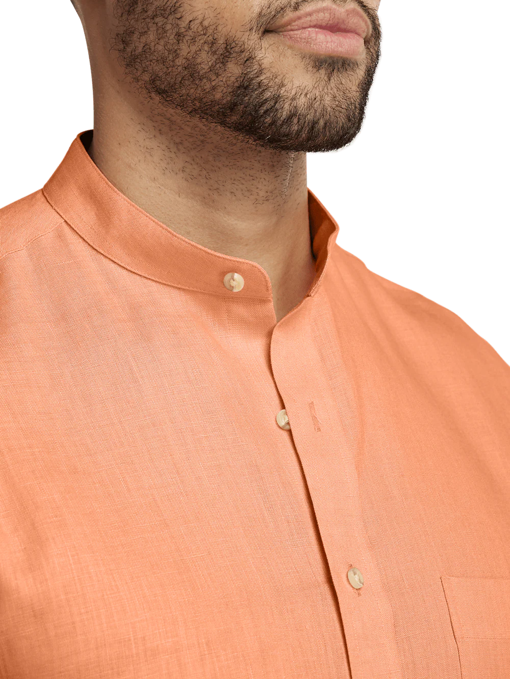 Linen Solid Casual Shirt - Coral - Image 3