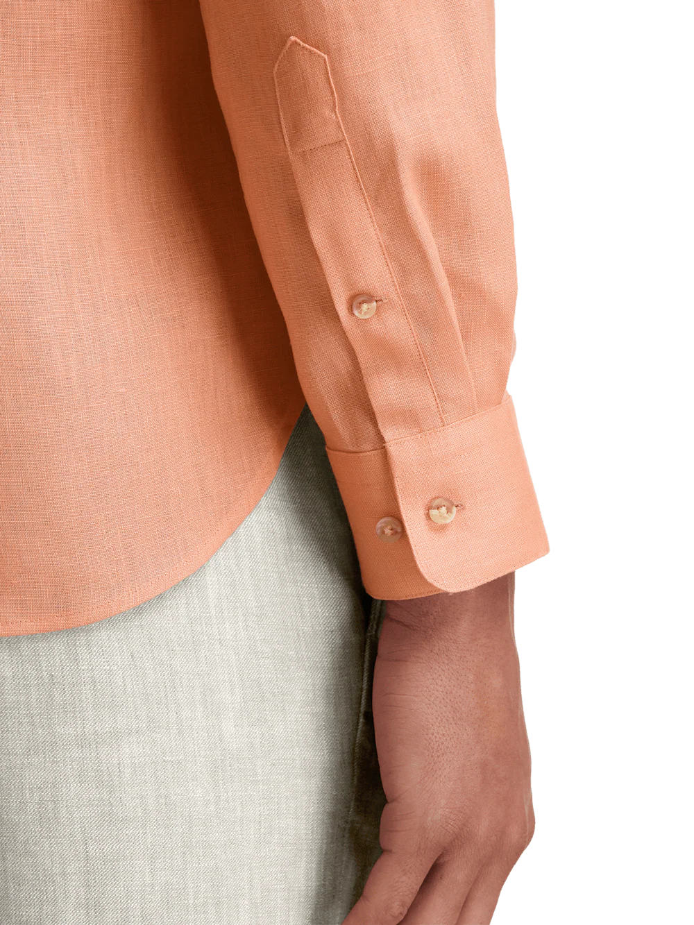 Linen Solid Casual Shirt - Coral - Image 4