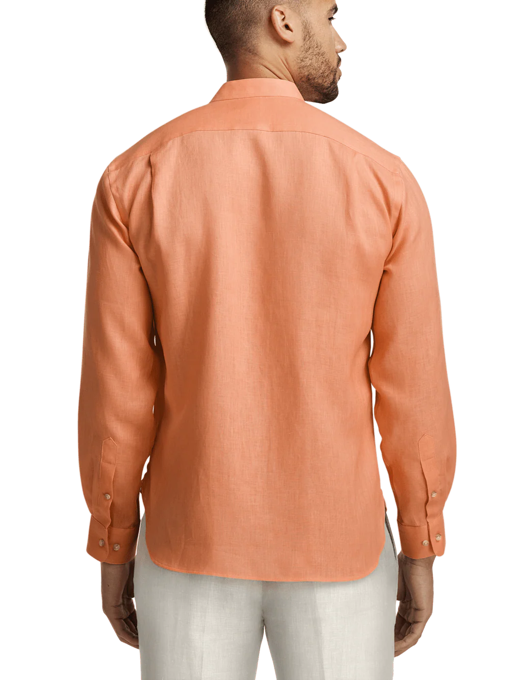 Linen Solid Casual Shirt - Coral - Image 5