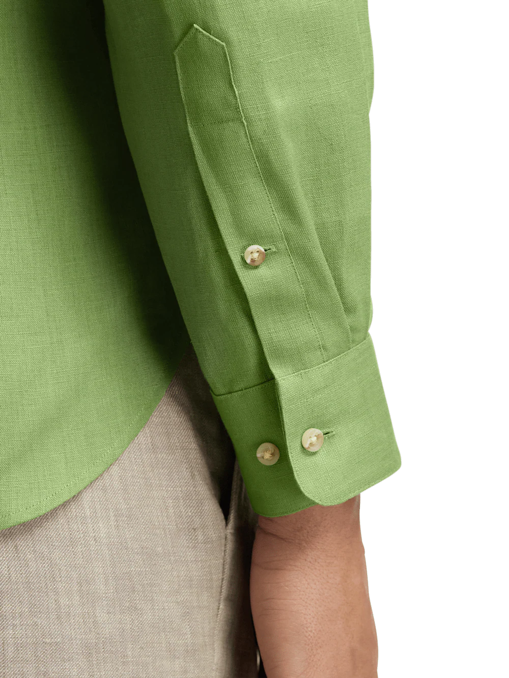 Linen Solid Casual Shirt - Green - Image 4
